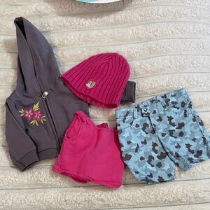 American Girl Retired Skateboard outfit Hoodie, Beanie, Tank, and Shorts Set